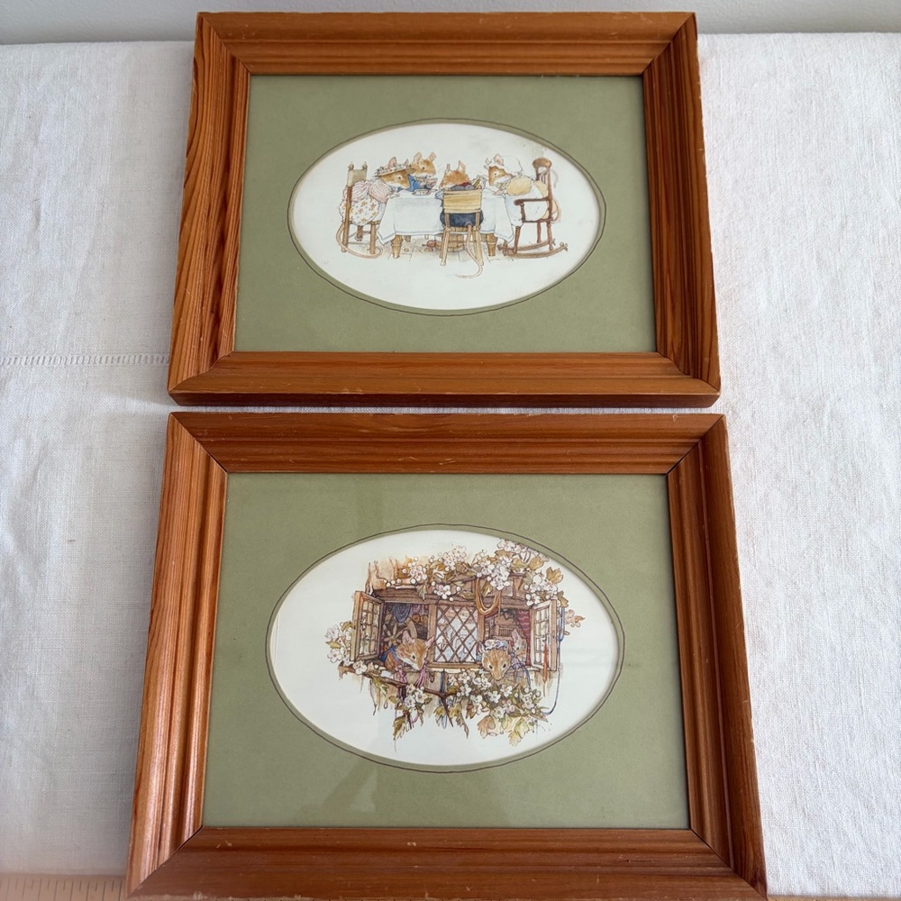 Brambly Hedge Framed Prints Set of 2 Vintage Cottagecore Nursery Wall Art